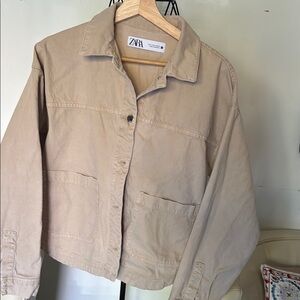 Zara Tan Utility Jacket with Structured Design
